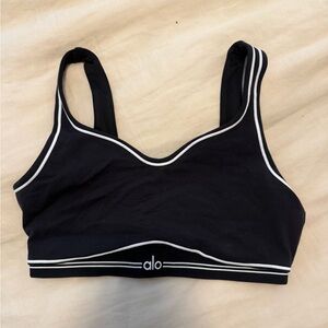 ALO Yoga Black Sports Bra with White Trim